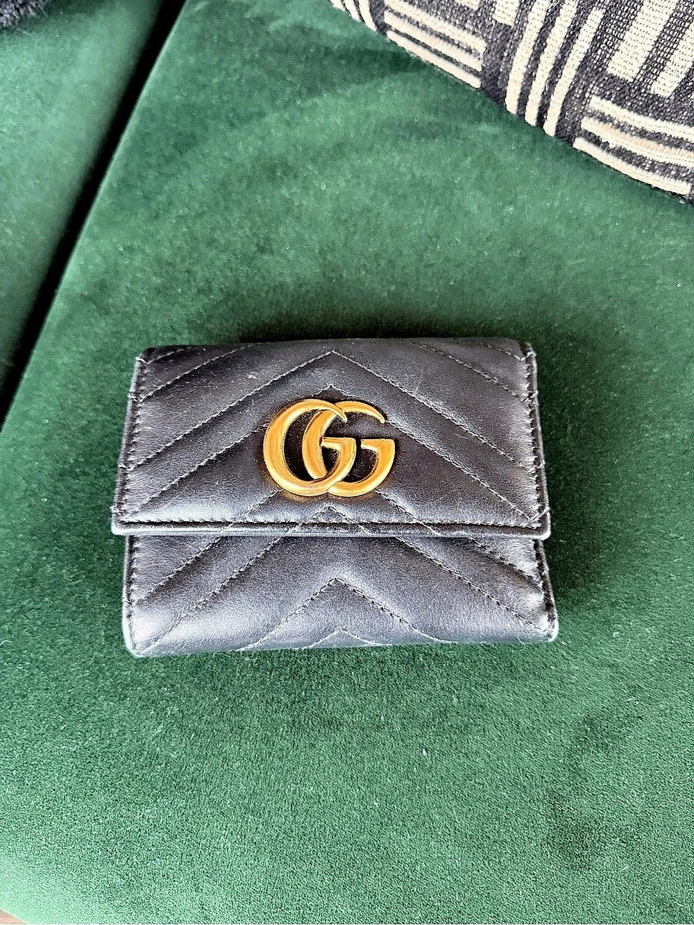 Gucci GG Marmont Matelassé Black Leather Card Case Wallet
